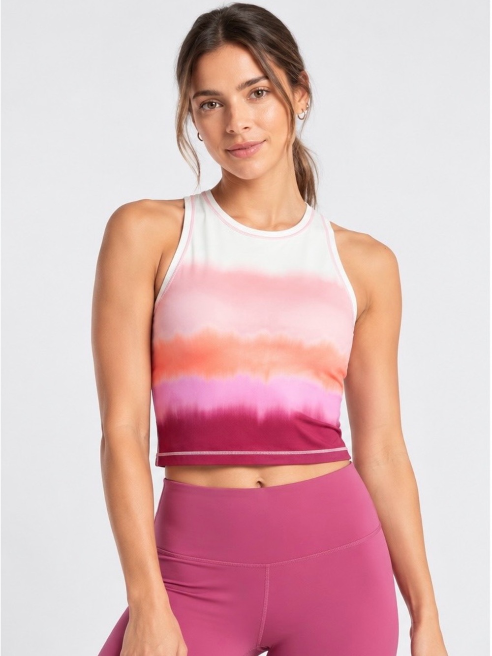Athleta Shanti Watercolor Crop Tank Top Racerback Size Small